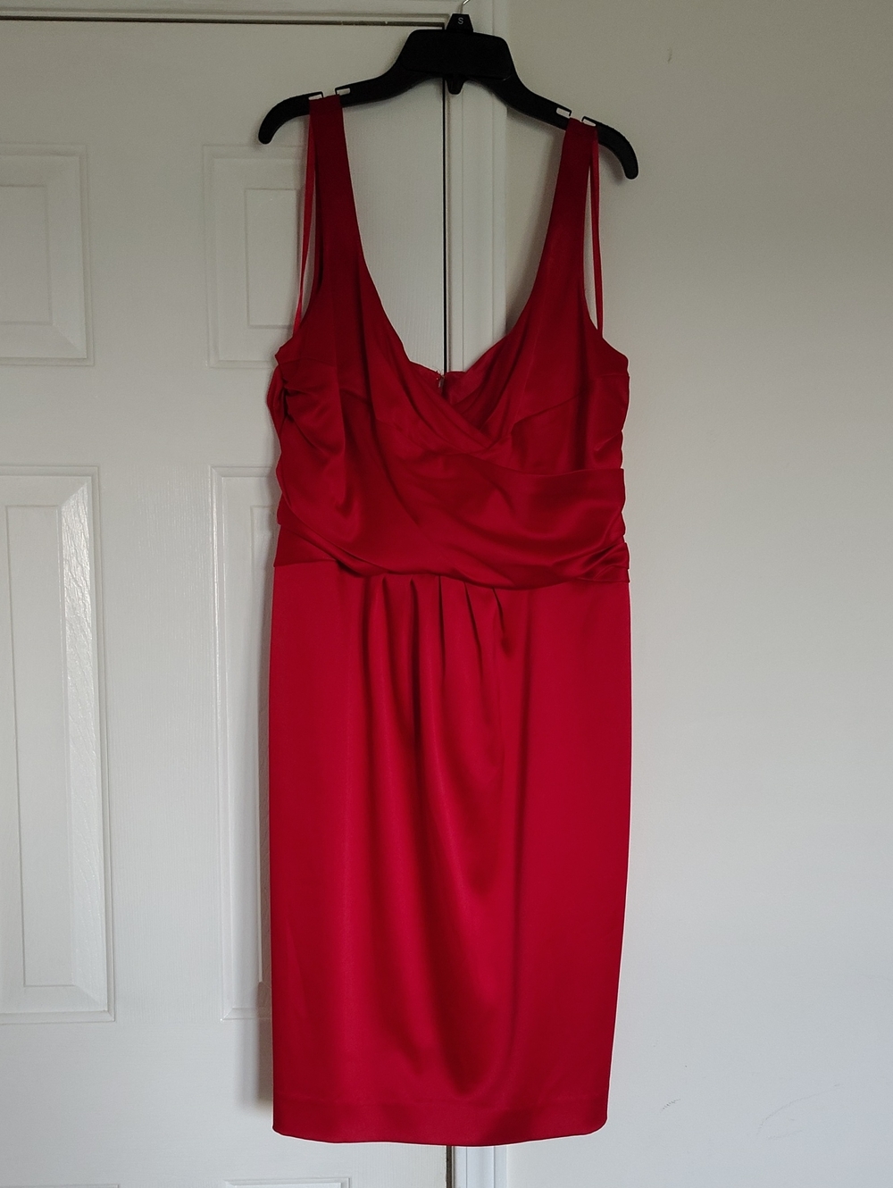 Jones Wear Vibrant Red Sleeveless Draped Midi Dress